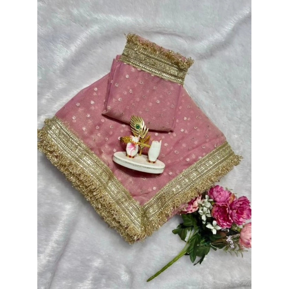 Women's Silk Embellished Saree With Unstitched Blouse 5.5mtr (pink) | Women Signature Collection