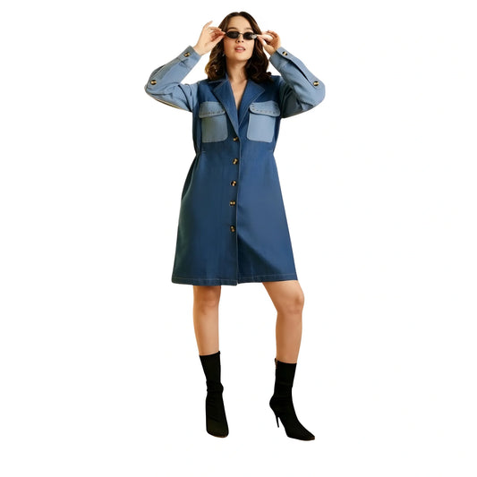 Azure Amaya Colour-Block Roll Up Dress