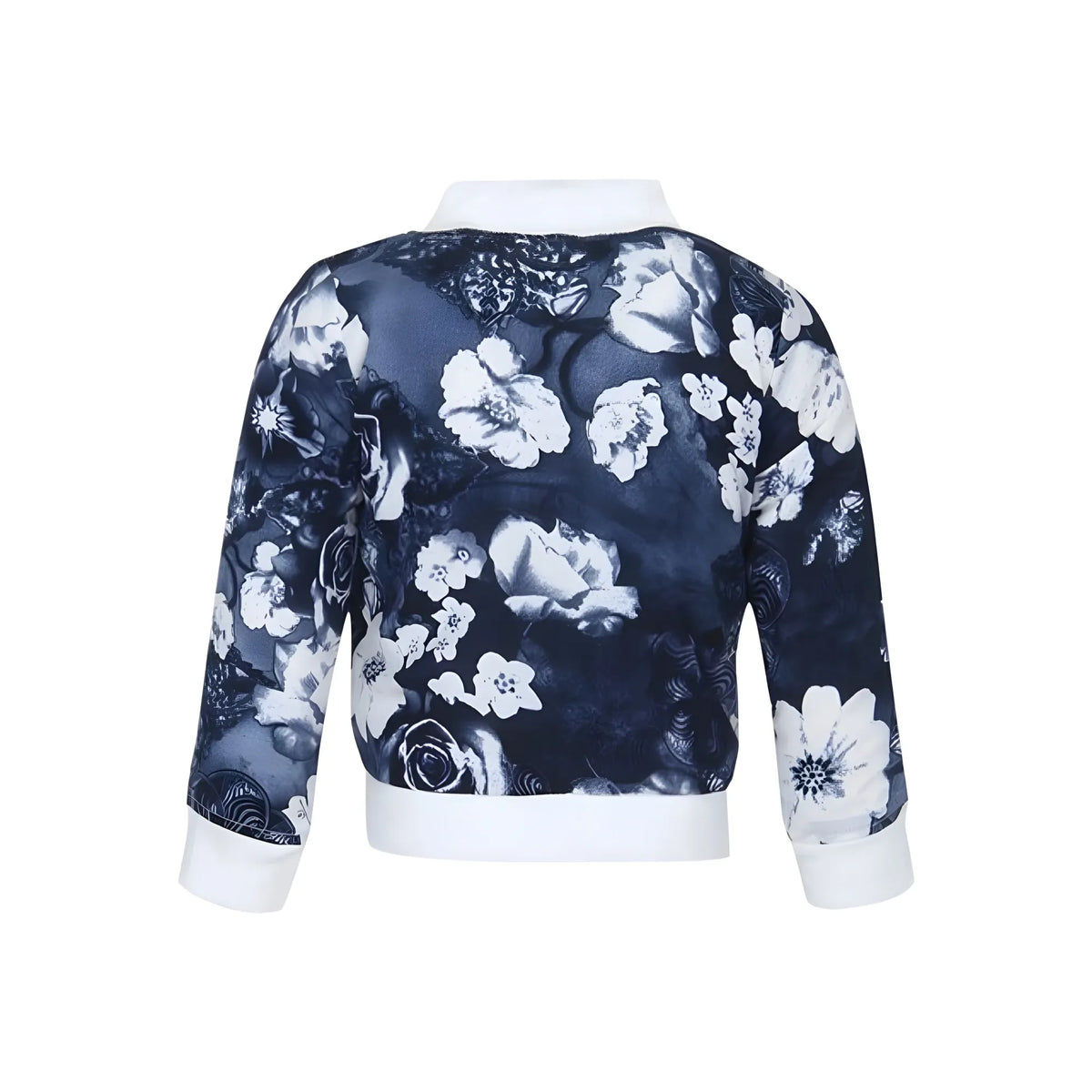 Girl's Polyester Printed Long Sleeves Bomber Jacket (white Blue) | Kids Signature Collection