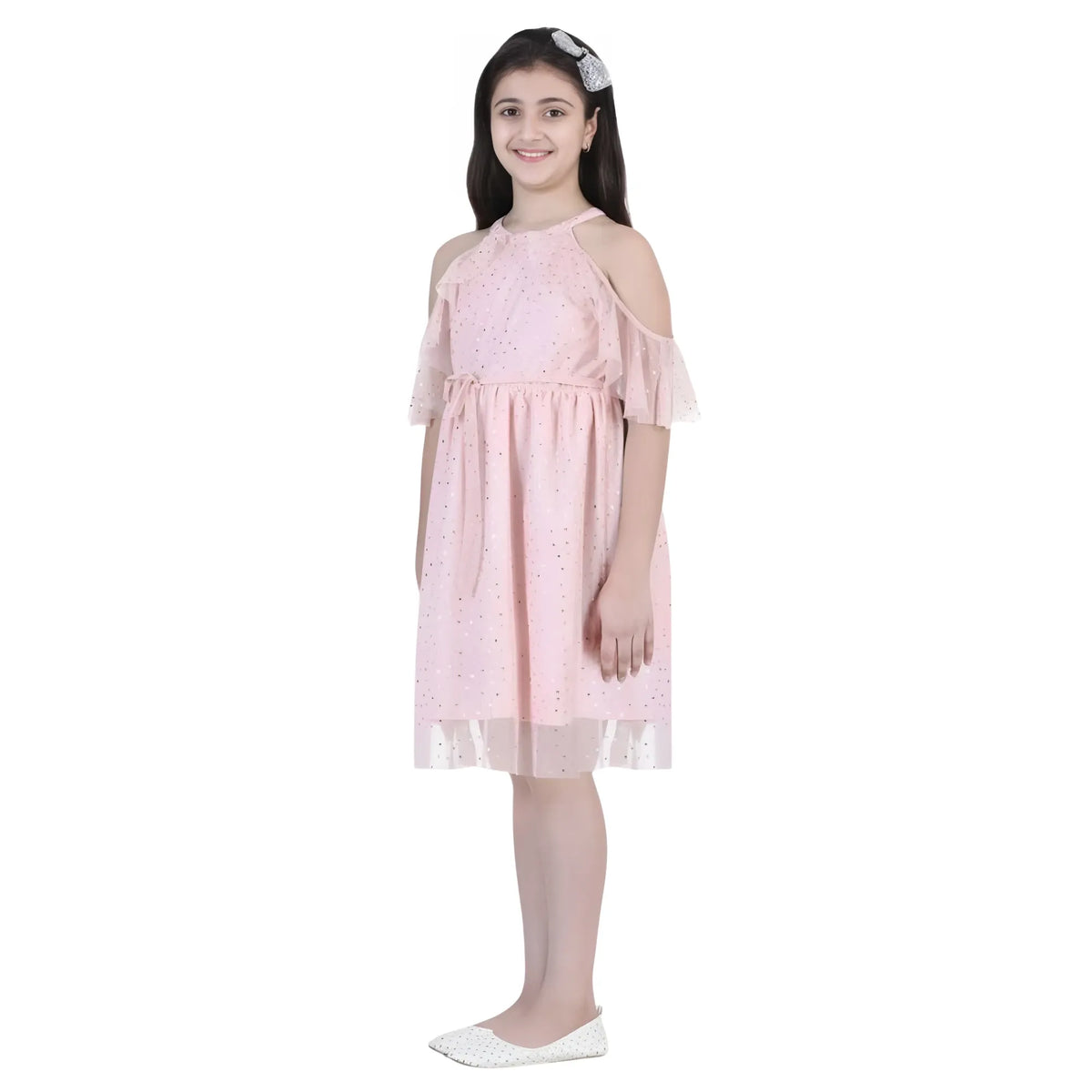 Girl's Net Printed Sleeveless Dress (blush Pink) | Kids Signature Collection