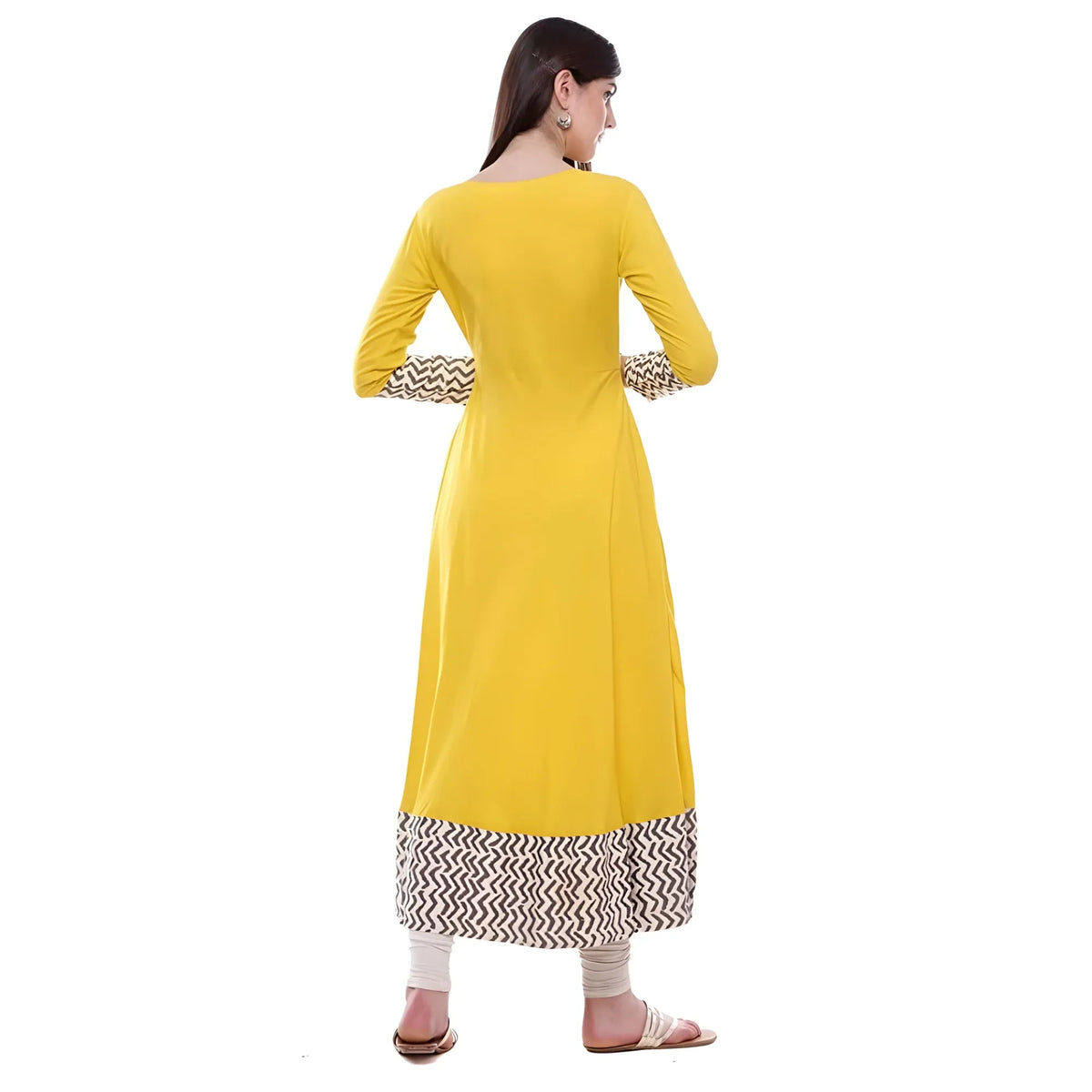 Women's Rayon Printed Solid Anarkali Kurti (yellow, Rayon) | Women Signature Collection