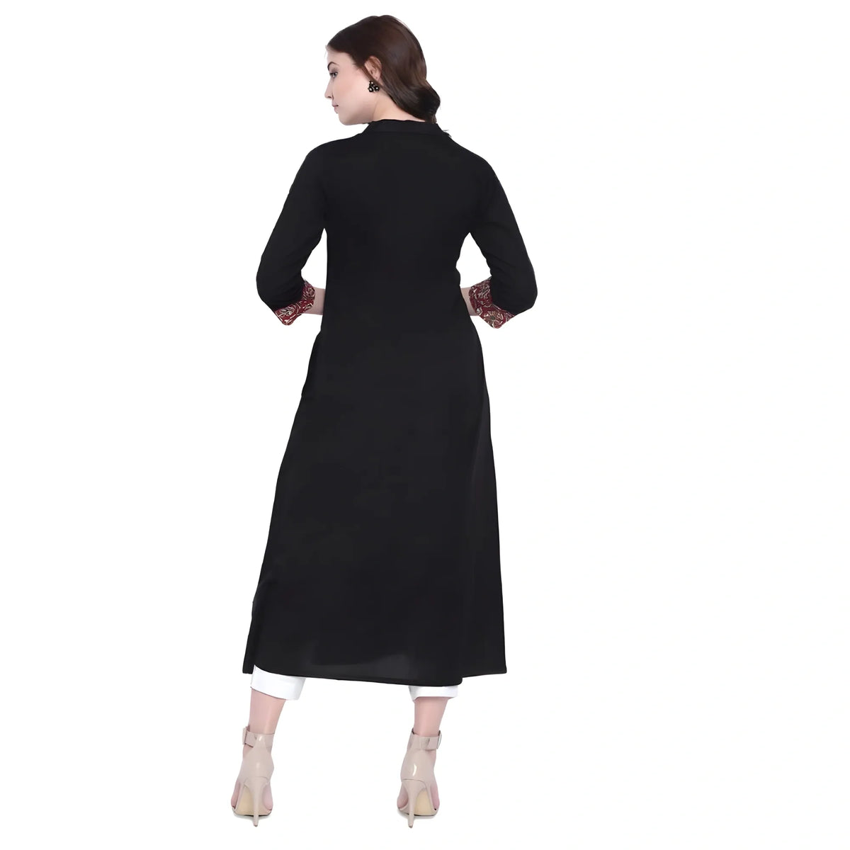 Women's Khadi Printed A Line Kurti (black, Khadi) | Women Signature Collection