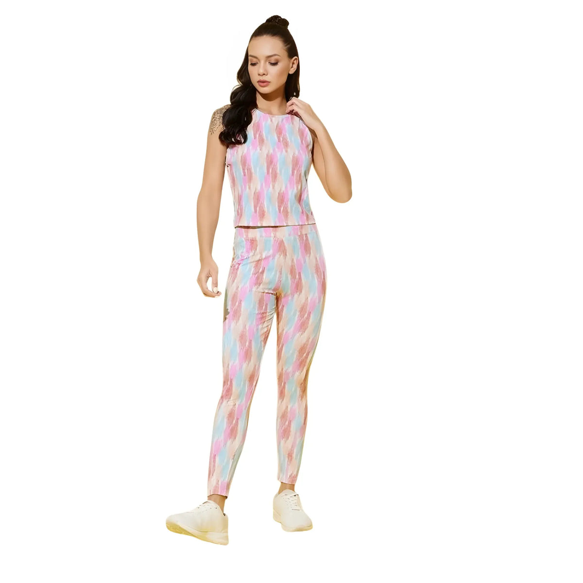 Women's Polyester Lycra Printed Sleeveless Active Wear (multicolor) | Women Signature Collection