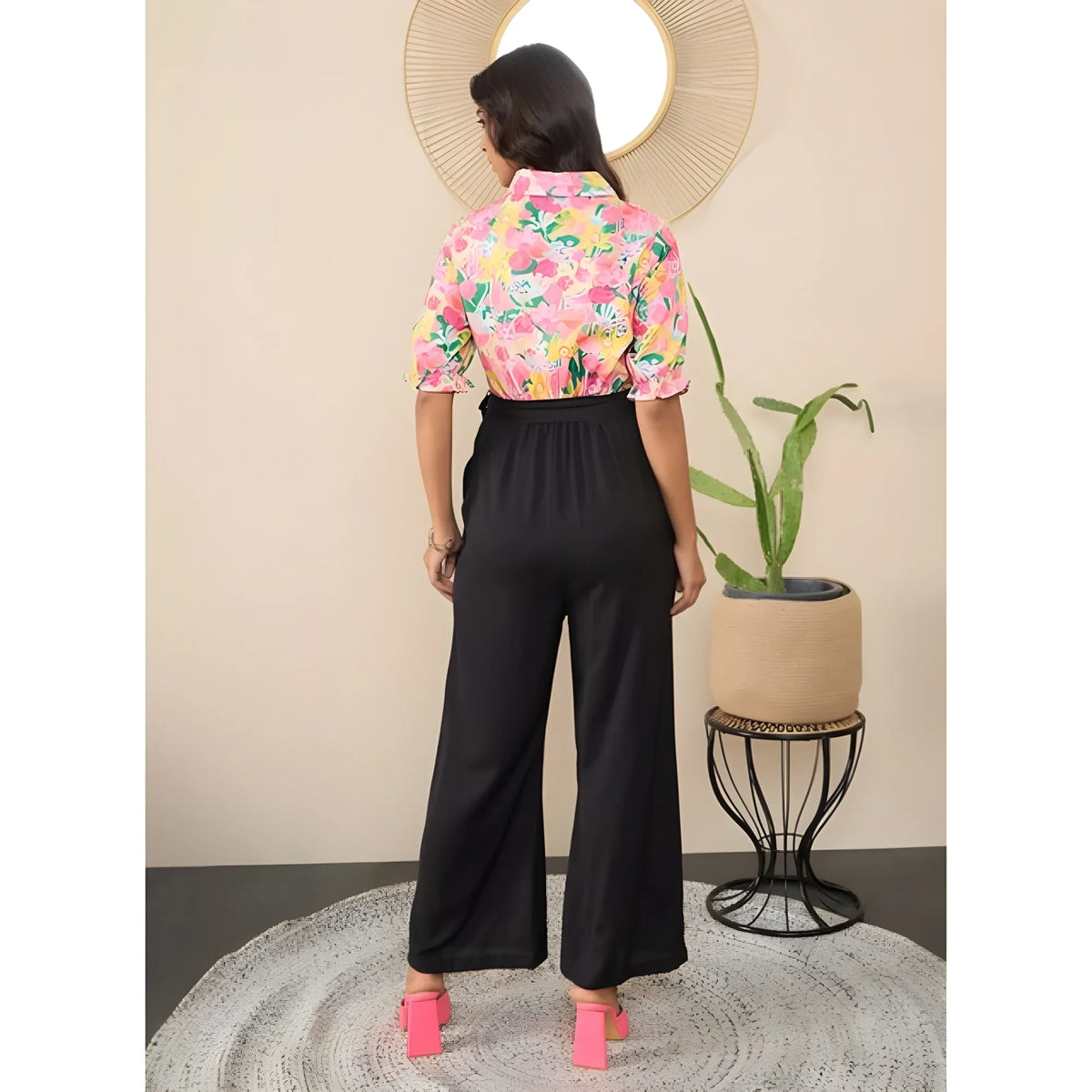 Women's Polyester Floral Half Sleeves Jumpsuit (multicolor) | Women Signature Collection