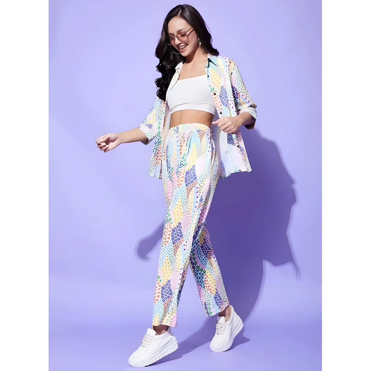 Women's Polyester Floral 3 4th Sleeve Co Ord Set (multicolor) | Women Signature Collection