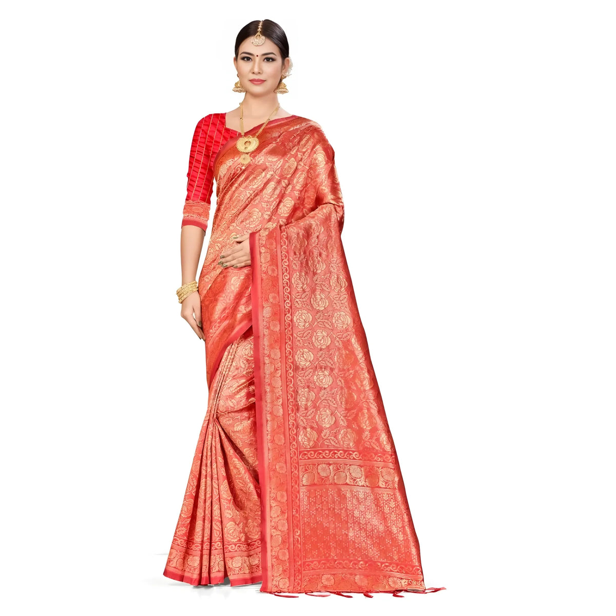 Women's Banarasi Silk Saree (peach,5 6 Mtrs) | Women Signature Collection