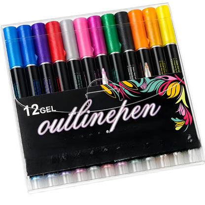 Prism Essential Plastic 12 pieces set Gel Outliner Pens Set