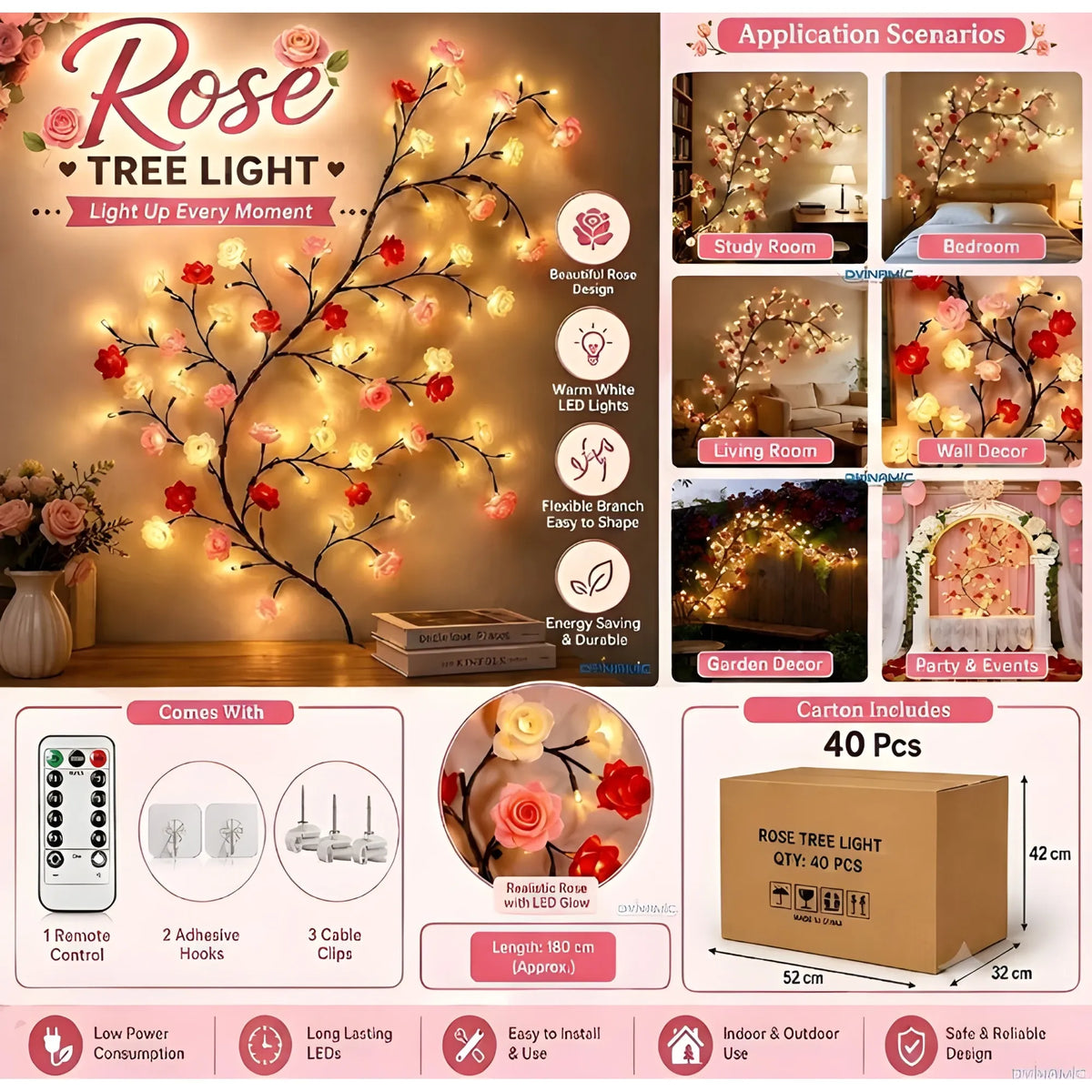 Prism Essential Plastic Rose Tree Light