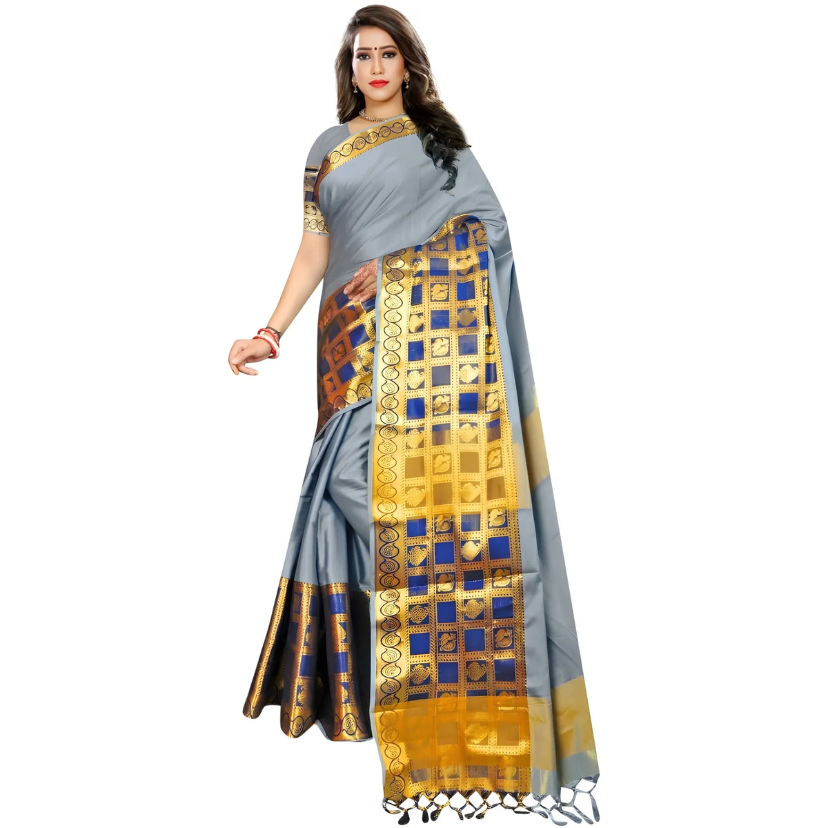 Women's Jacquard Woven Saree With Unstitched Blouse 5.5mtr (light Blue) | Women Signature Collection