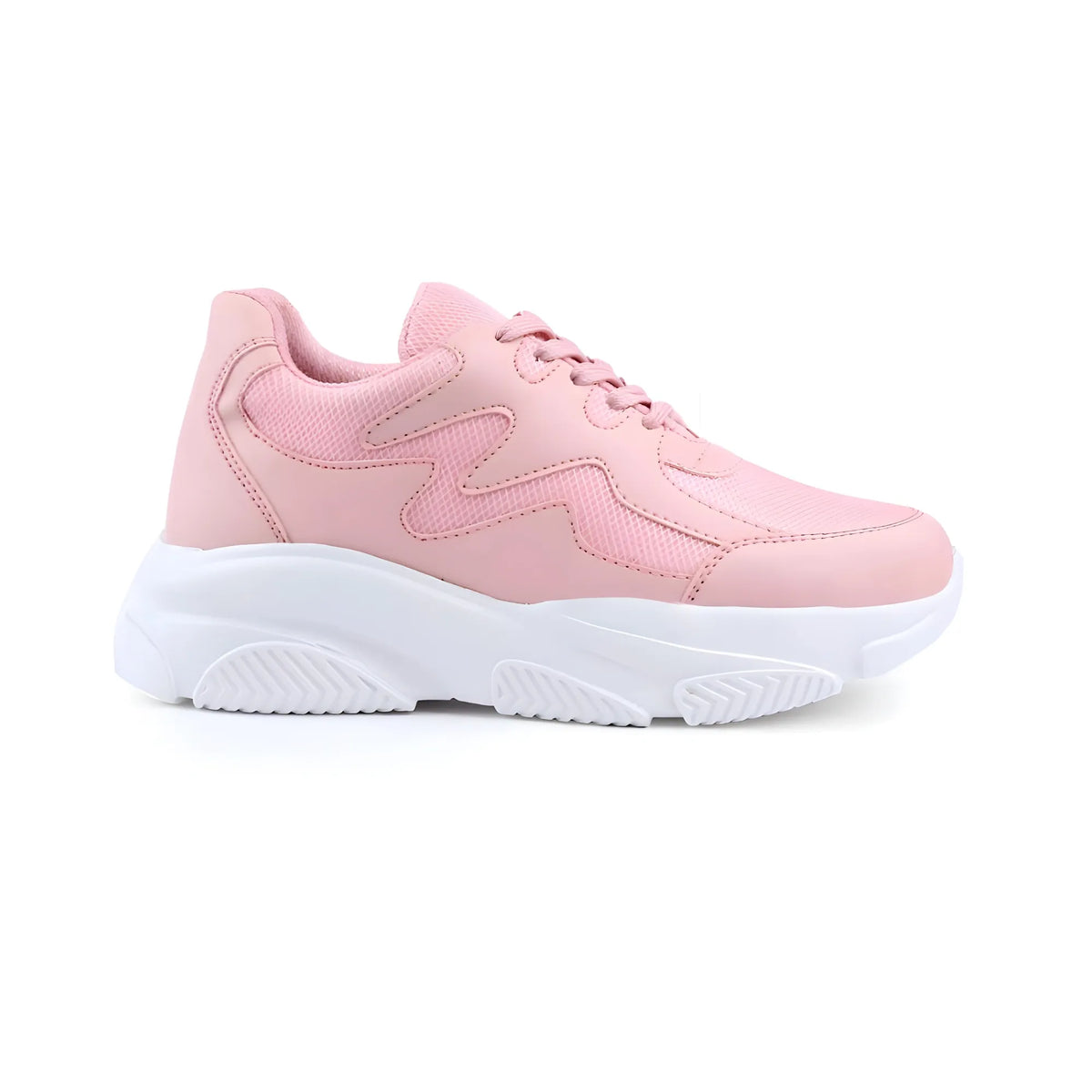 Women's Casual Mesh Printed Lace-Ups Shoes (Pink)