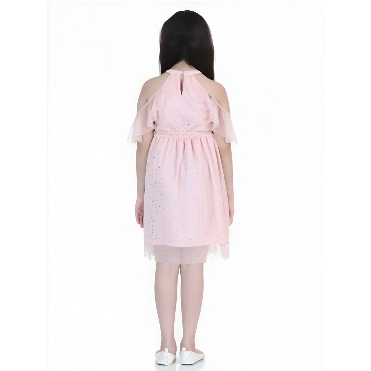Girl's Net Printed Sleeveless Dress (blush Pink) | Kids Signature Collection