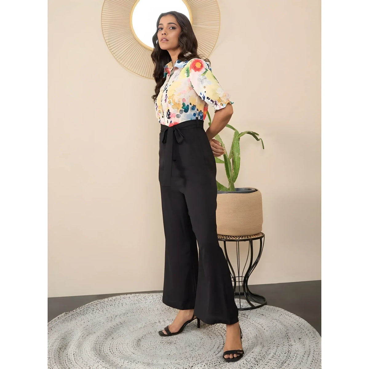 Women's Polyester Floral Half Sleeves Jumpsuit (multicolor) | Women Signature Collection