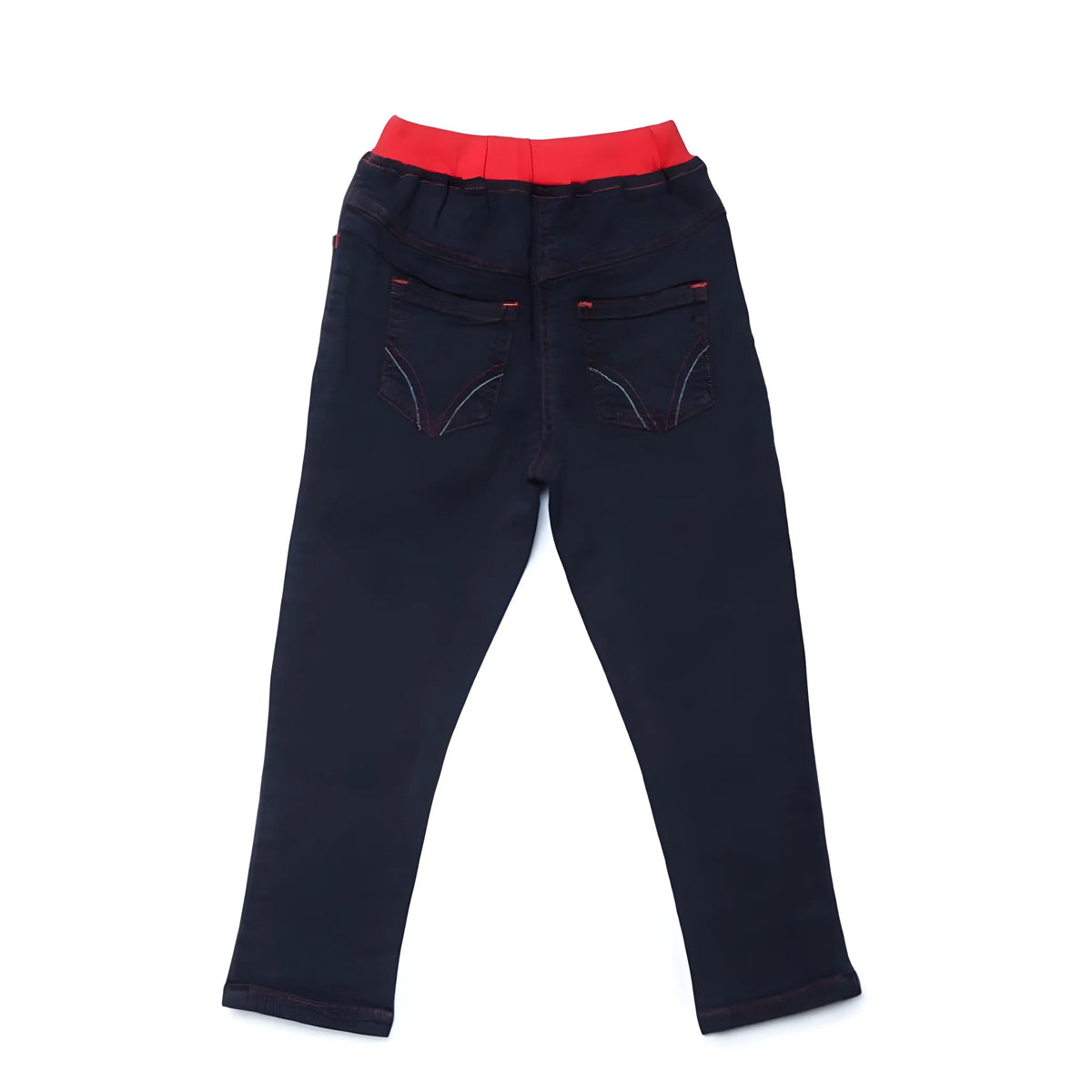 Girl's Denim Ribbed Elasticated Jeans (Black)