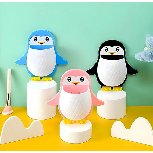 Pack of 3 Wall Mounted Penguin Design Toothpaste Holder (Multicolor)
