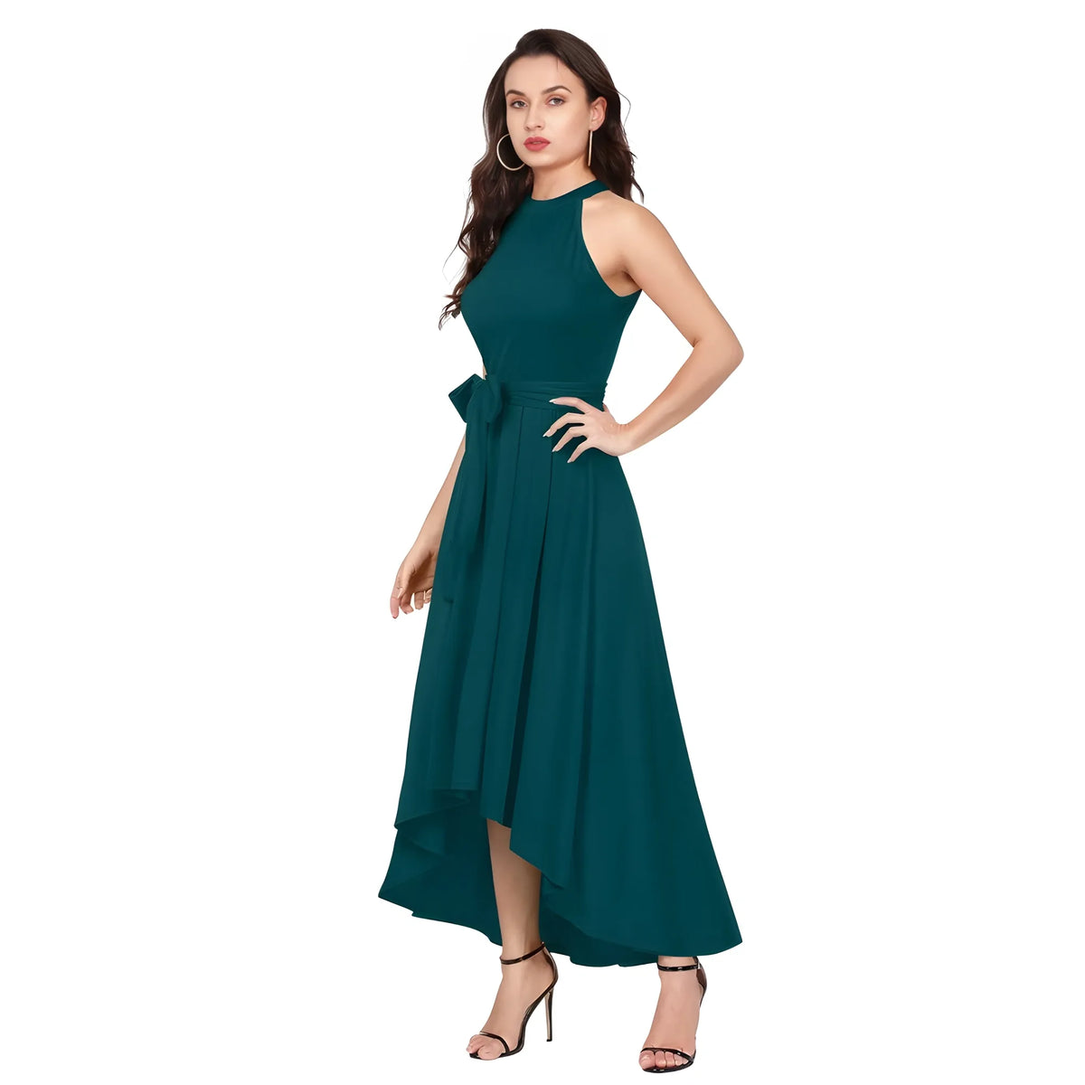 Women's Polyster Solid Halter Neck Sleeveless Dress (morpichh) | Women Signature Collection