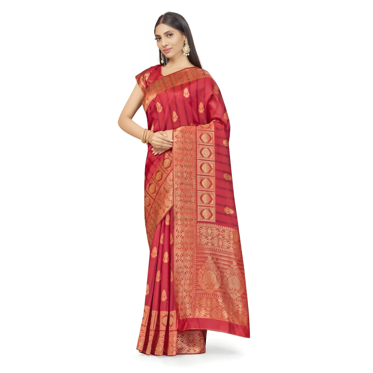 Women's Banarasi Silk Saree With Blouse (peach, 5 6mtrs) | Women Signature Collection