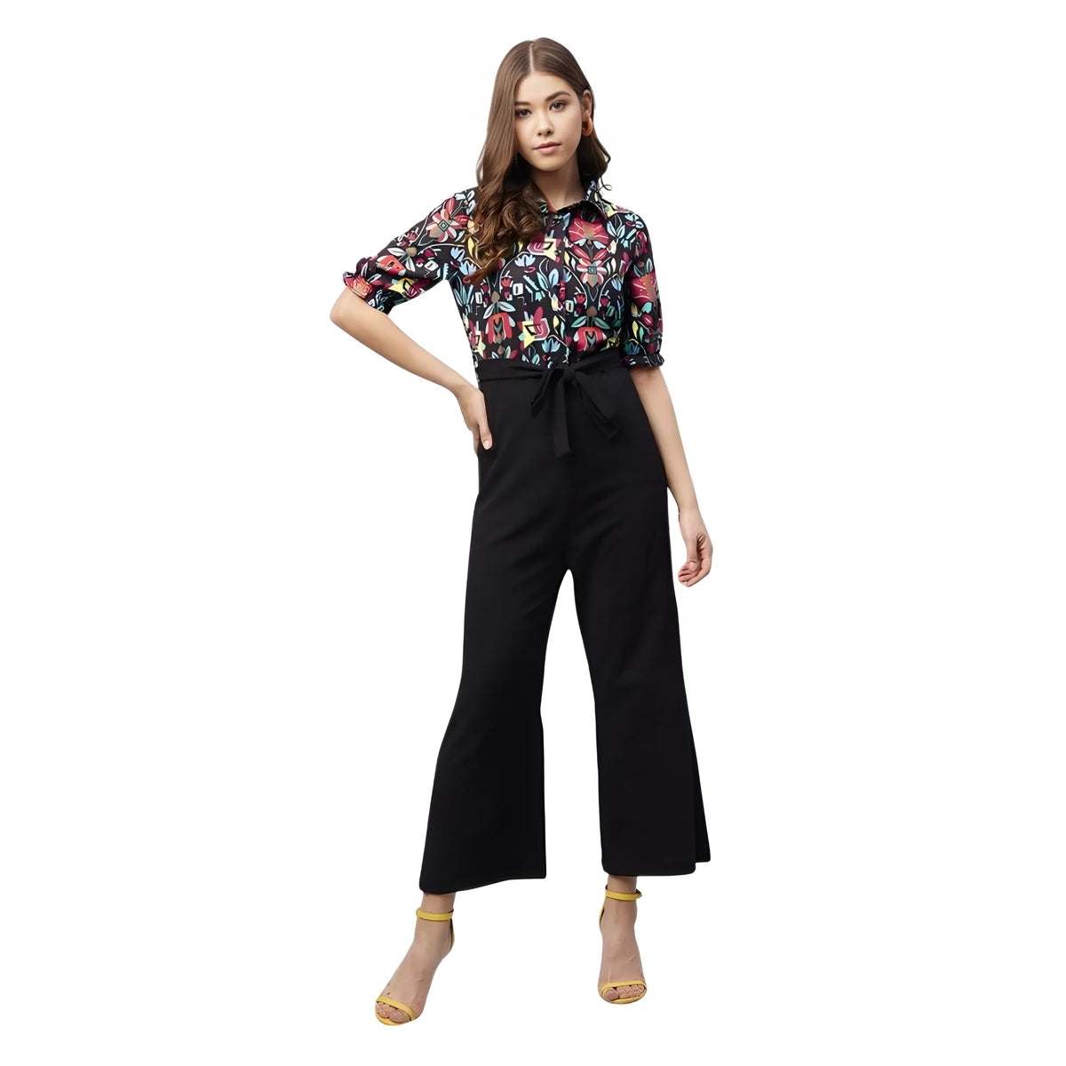 Women's Polyester Floral Short Sleeve Jumpsuit (multicolor) | Women Signature Collection