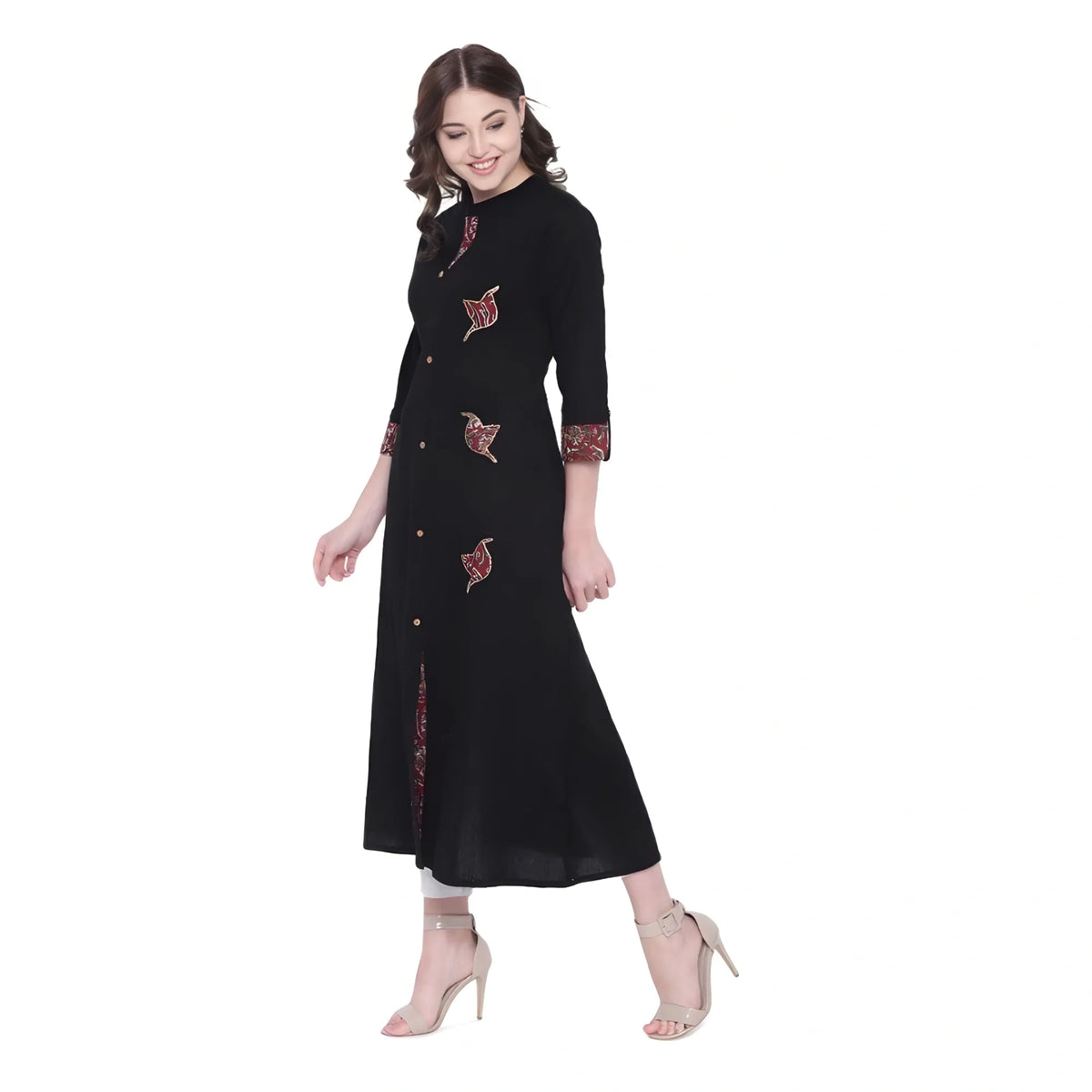 Women's Khadi Printed A Line Kurti (black, Khadi) | Women Signature Collection