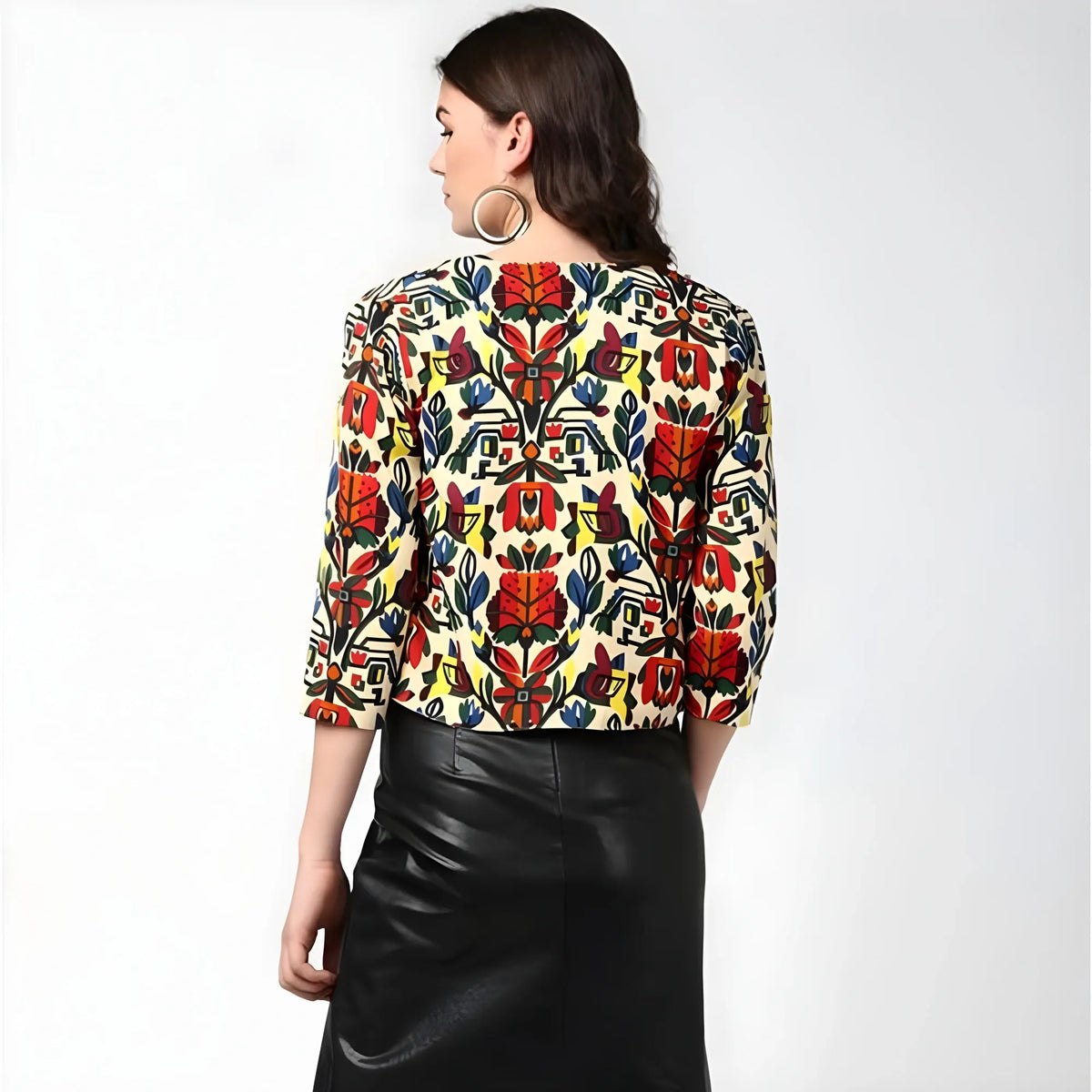 Women's Polyester Floral 3 4th Sleeves Shrug (multicolor) | Women Signature Collection
