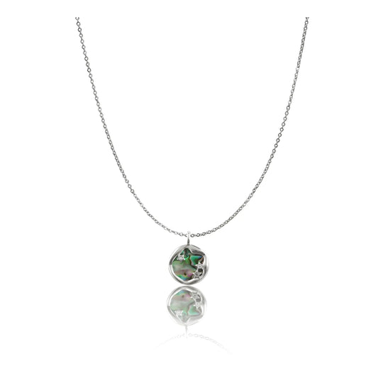 Women's Stainless Steel Galaxy Pendent Delicate Chain (Silver Plated)