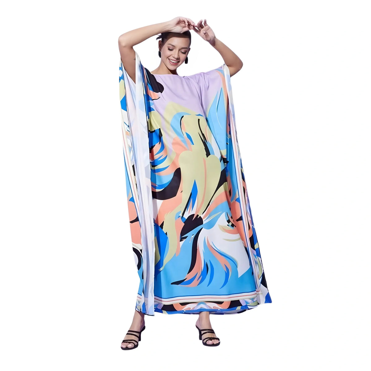 Women's Satin Colour Blocking Kaftan Dress (multicolor) | Women Signature Collection