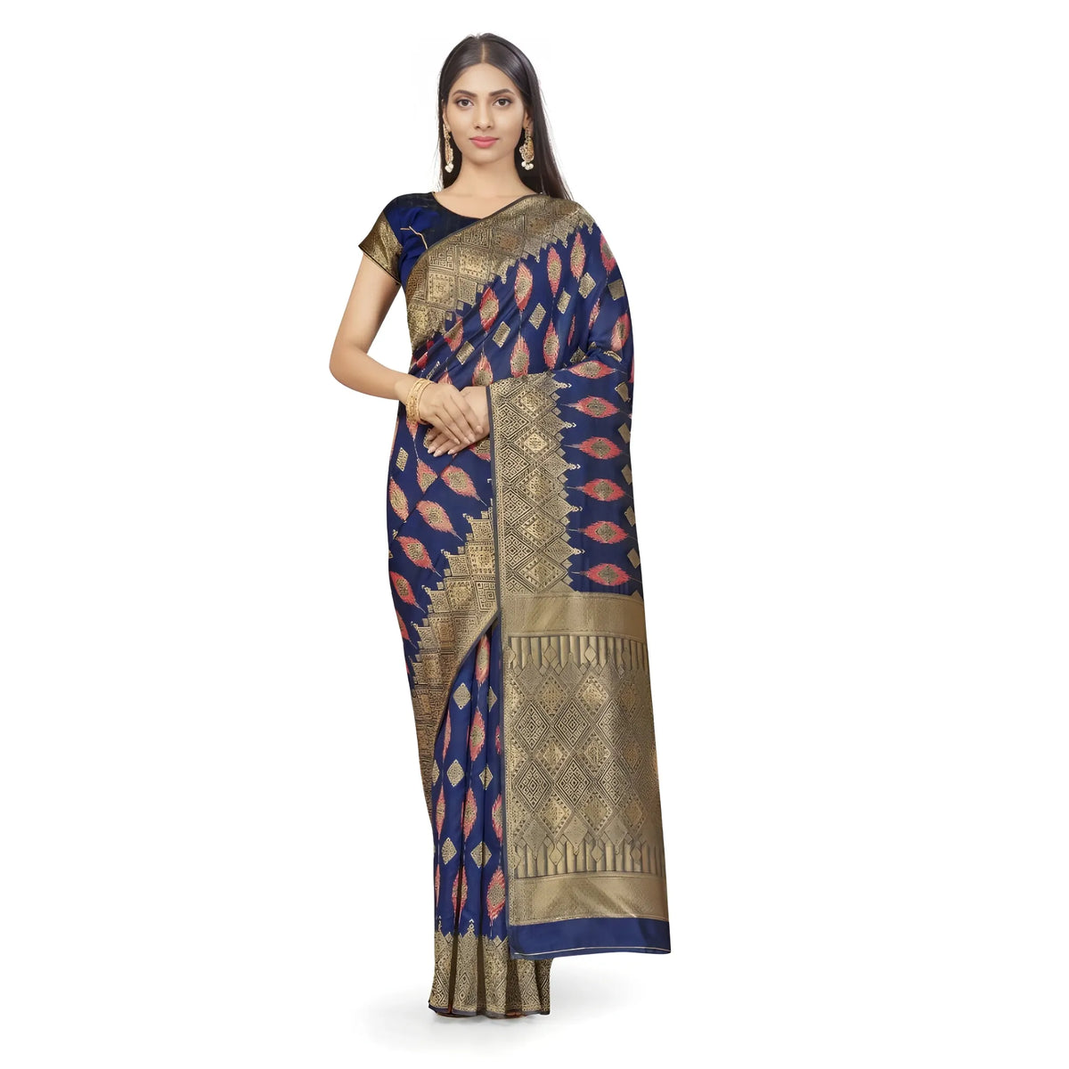 Women's Banarasi Silk Saree With Blouse (navy Blue, 5 6mtrs) | Women Signature Collection