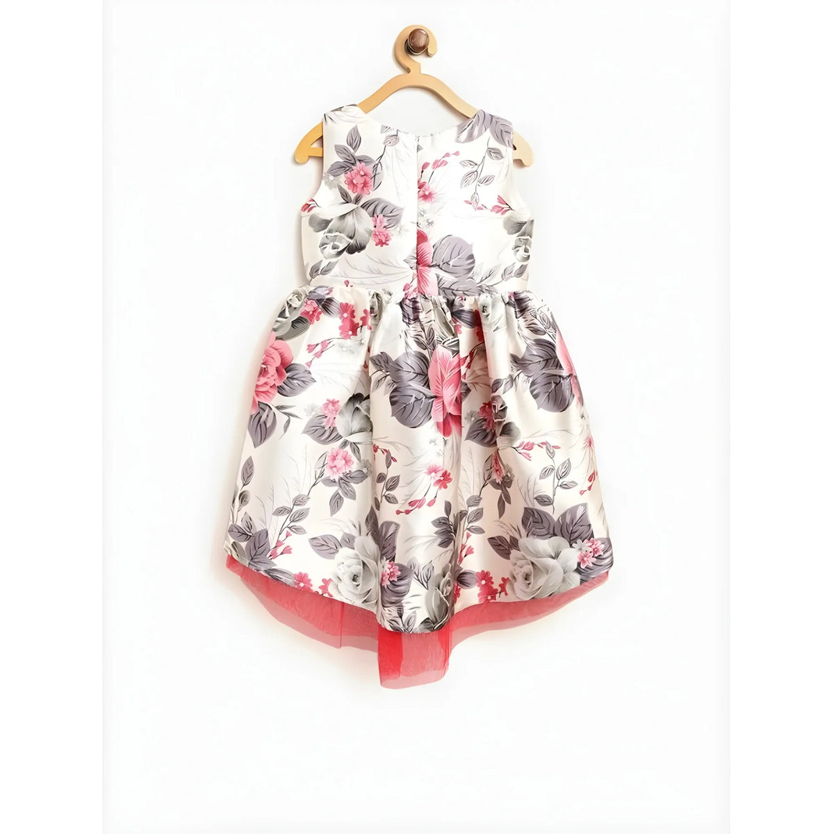Girl's Polyester &amp; Net Inset Sleeveless Dress With Net Inset (off White) | Kids Signature Collection