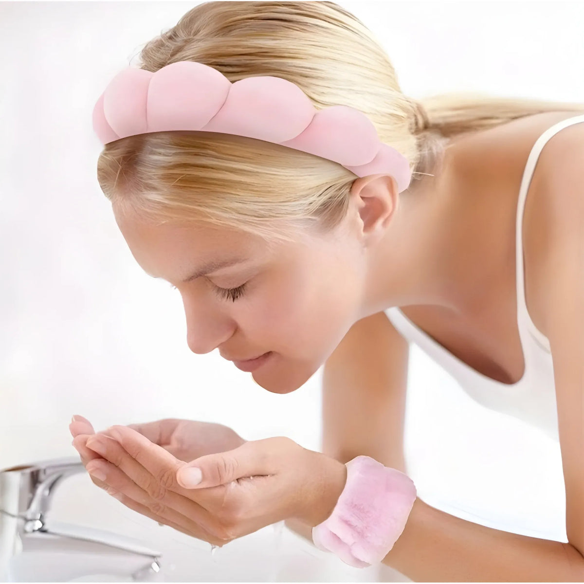 Rose Essential Spa Headband And Wristband Set
