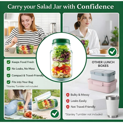 Jade Essential Plastic Salad Container With Dressing Cup