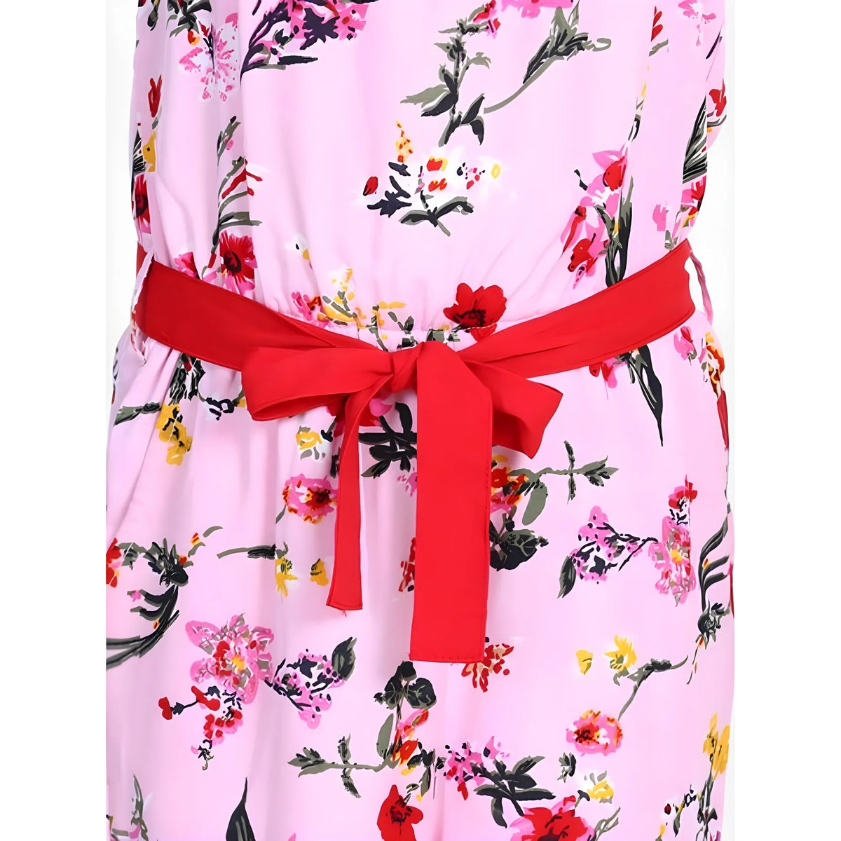 Girl's Polyester Crepe Floral Shoulder Straps Jumpsuit (pink Red) | Kids Signature Collection