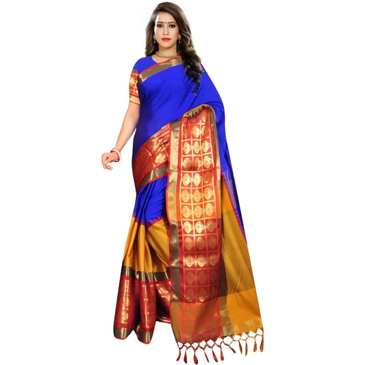 Azure Rhea Jacquard Woven Saree with Unstitched Blouse 5.5 m