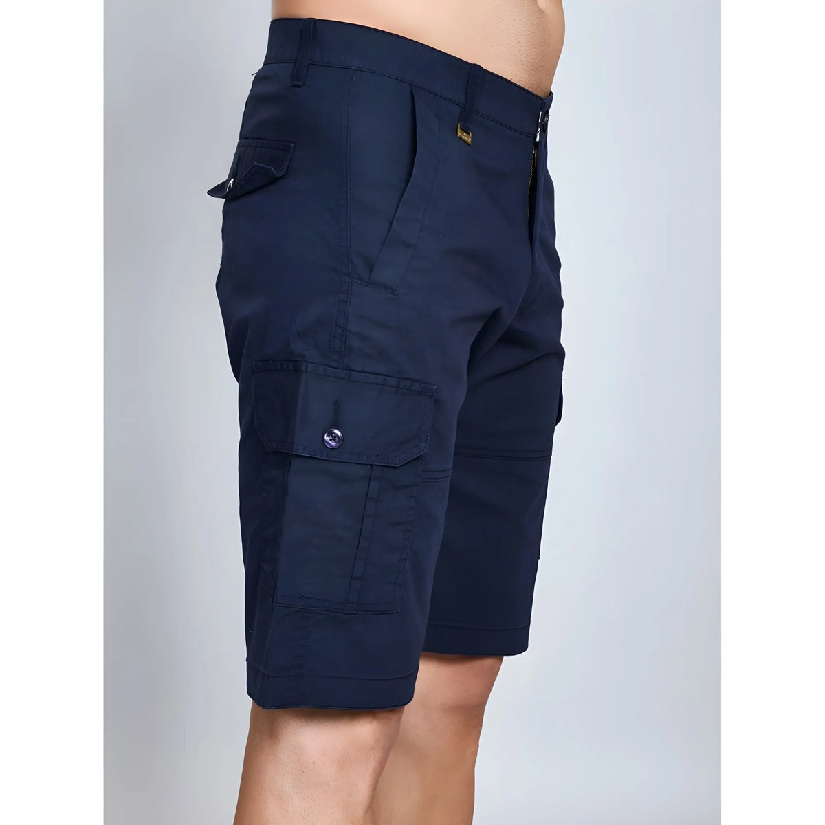 Men's Casual Cotton Solid Knee Length Cargo Shorts (navy) | Men Signature Collection