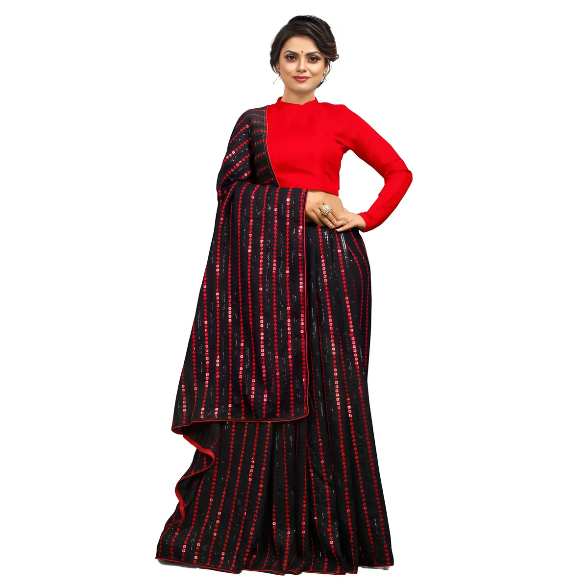 Women's Vichitra Saree With Blouse (red, 5 6 Mtrs) | Women Signature Collection