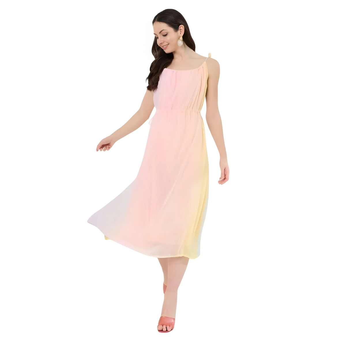 Women's Georgette Ombre Sleeveless Dress (peach) | Women Signature Collection