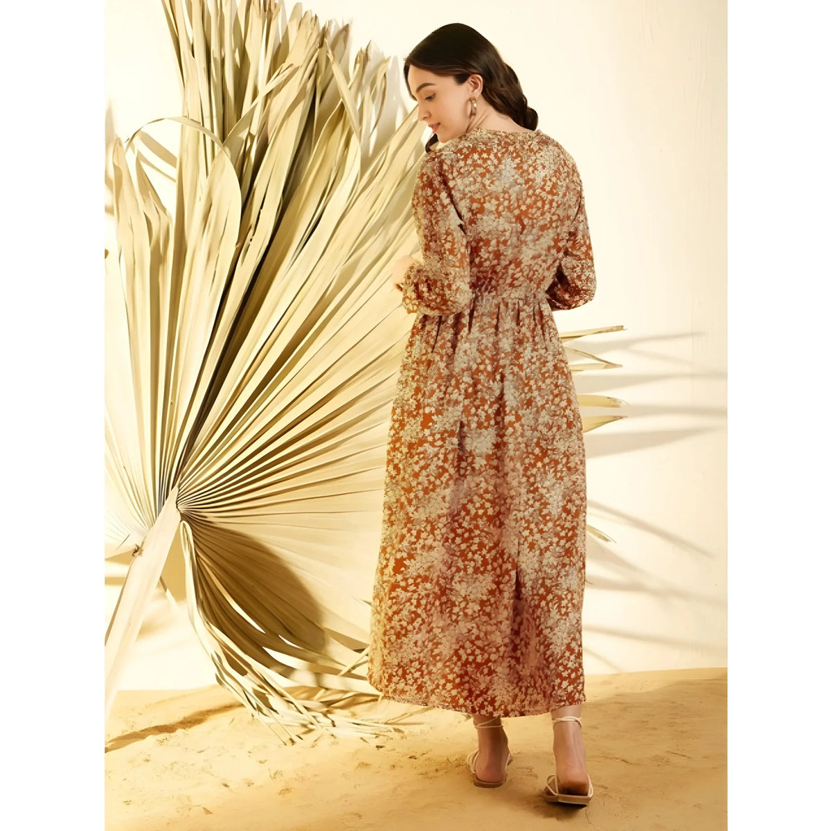 Women's Polyester Floral Long Sleeves Shrug (brown) | Women Signature Collection