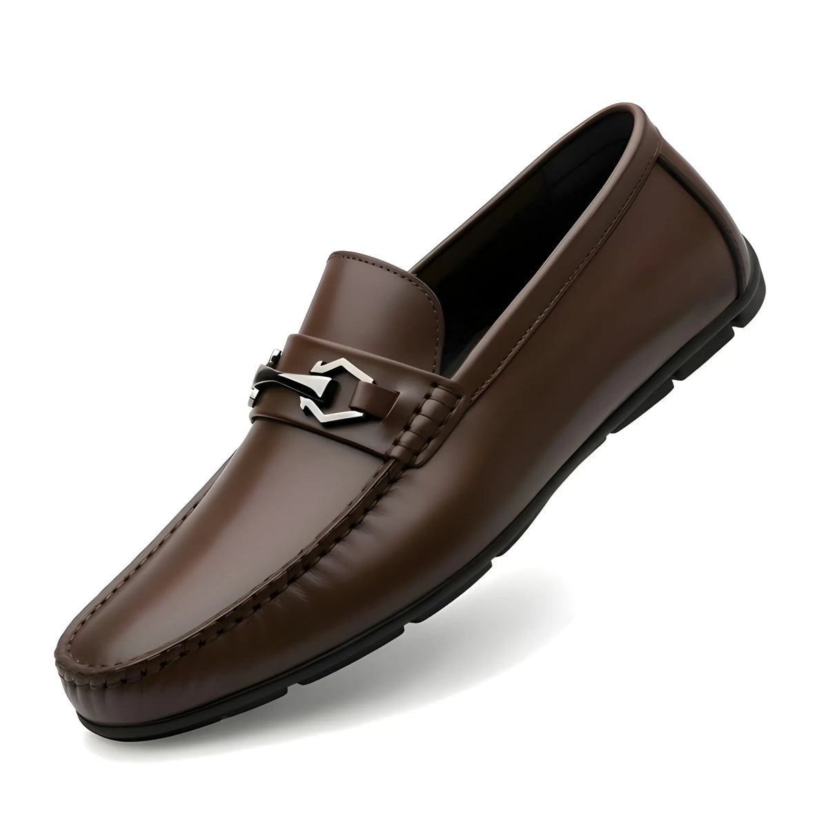 Umber Men's Synthetic Leather Solid Slip-On Casual Loafers With Metal Bit