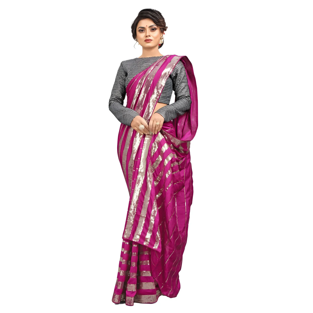 Women's Vichitra Saree With Blouse (pink, 5 6 Mtrs) | Women Signature Collection
