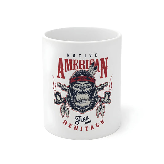 Ceramic Gorila Desing Printed Coffee Mug (Color: White, Capacity:330ml)