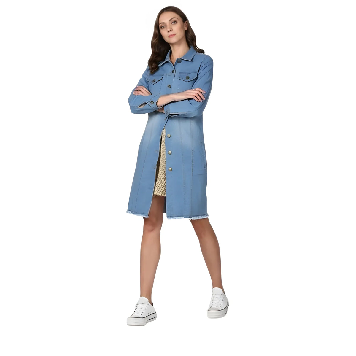 Women's Denim Washed Long Sleeves Jacket (blue) | Women Signature Collection