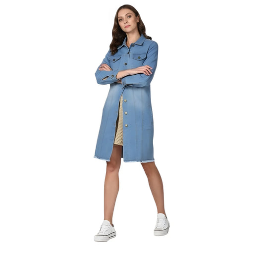 Women's Denim Washed Long Sleeves Jacket (blue) | Women Signature Collection