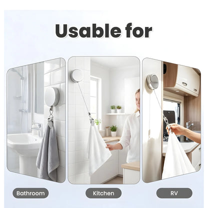 Sterling Essential Stainless Steel Retractable Dish Towel Holder Clips