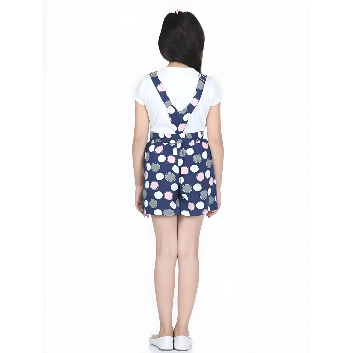 Girl's Rayon Polka Sleeveless Jumpsuit (blue Pink) | Kids Signature Collection