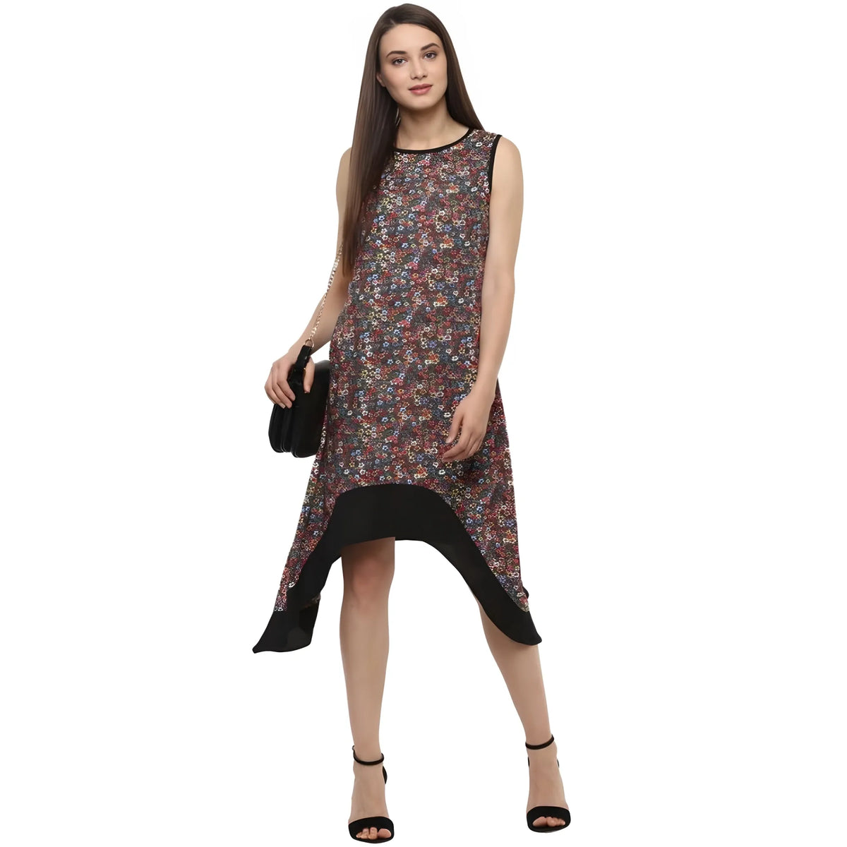 Women's Polyester Printed Sleeveless Knee Length Dress (multicolor) | Women Signature Collection