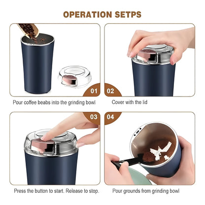 Crystal Essential Plastic-Stainless Steel Electric Coffee Bean Grinder