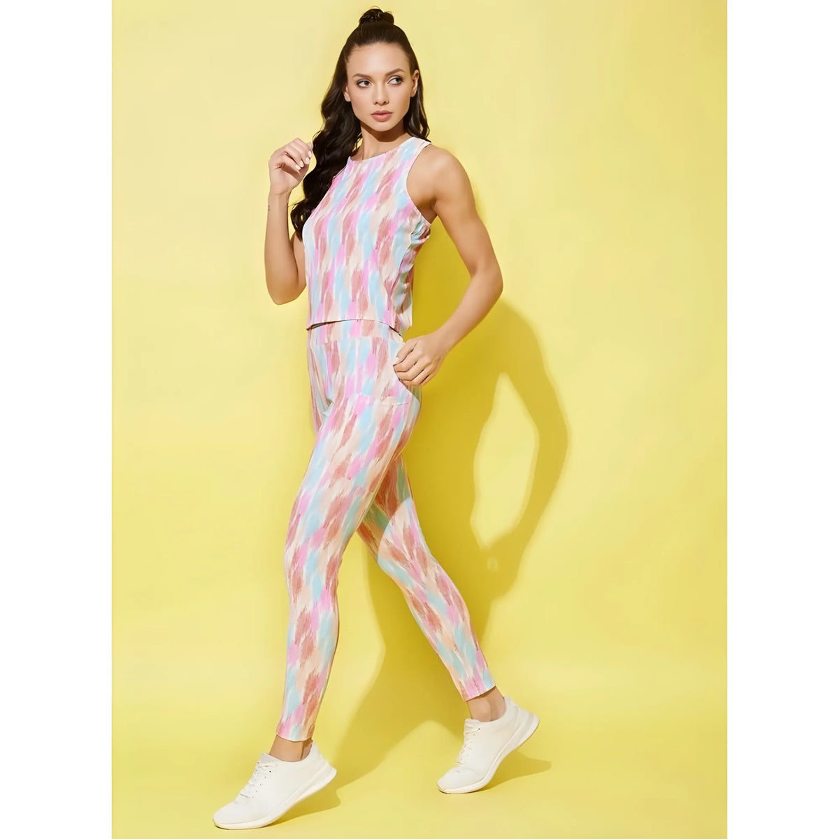 Women's Polyester Lycra Printed Sleeveless Active Wear (multicolor) | Women Signature Collection