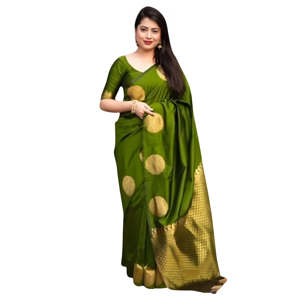 Women's Silk Printed Saree With Unstitched Blouse 5.5mtr (green) | Women Signature Collection