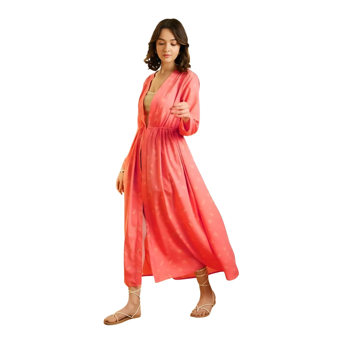 Women's Polyester Floral Long Sleeves Shrug (pink) | Women Signature Collection