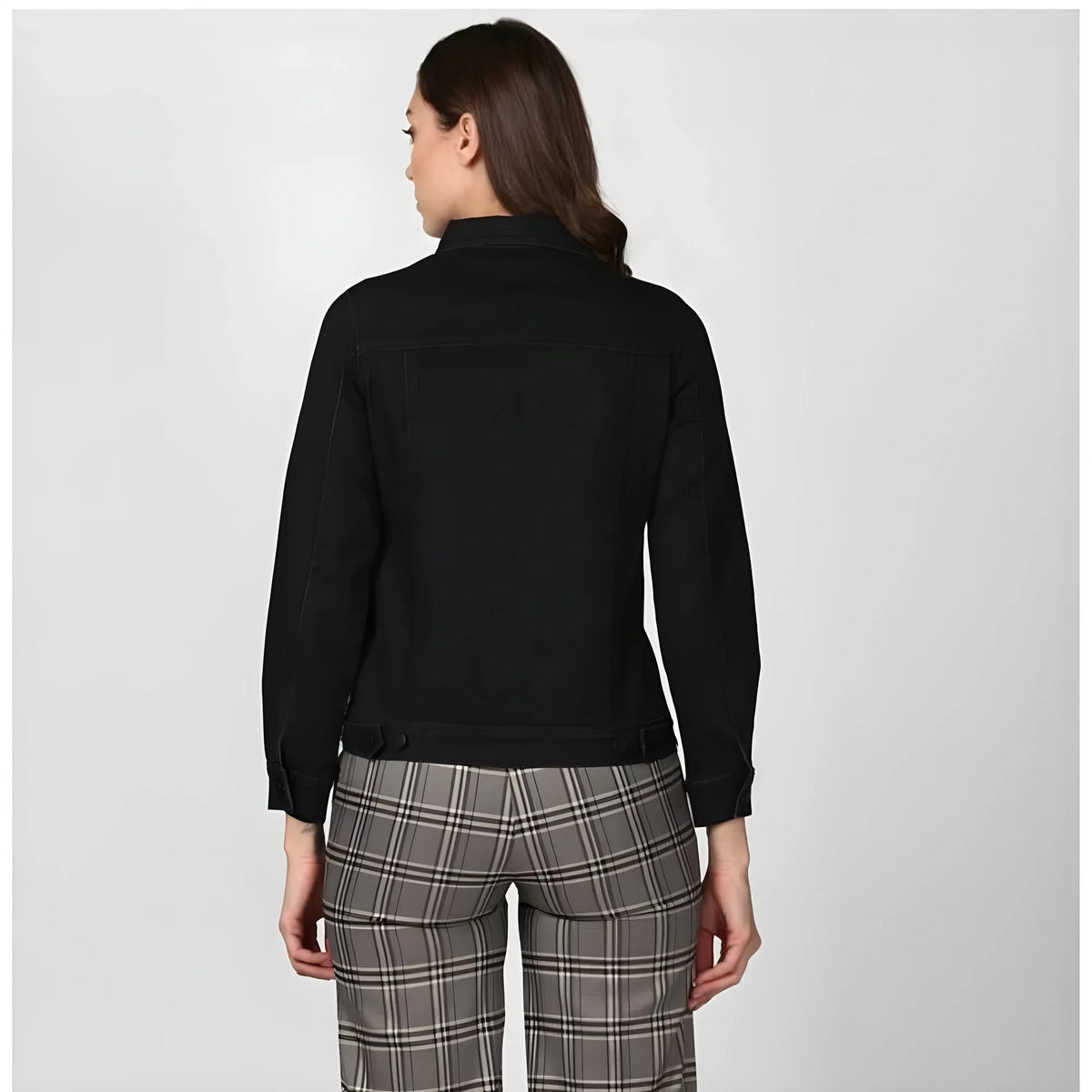 Women's Denim Solid Long Sleeve Jacket (black) | Women Signature Collection