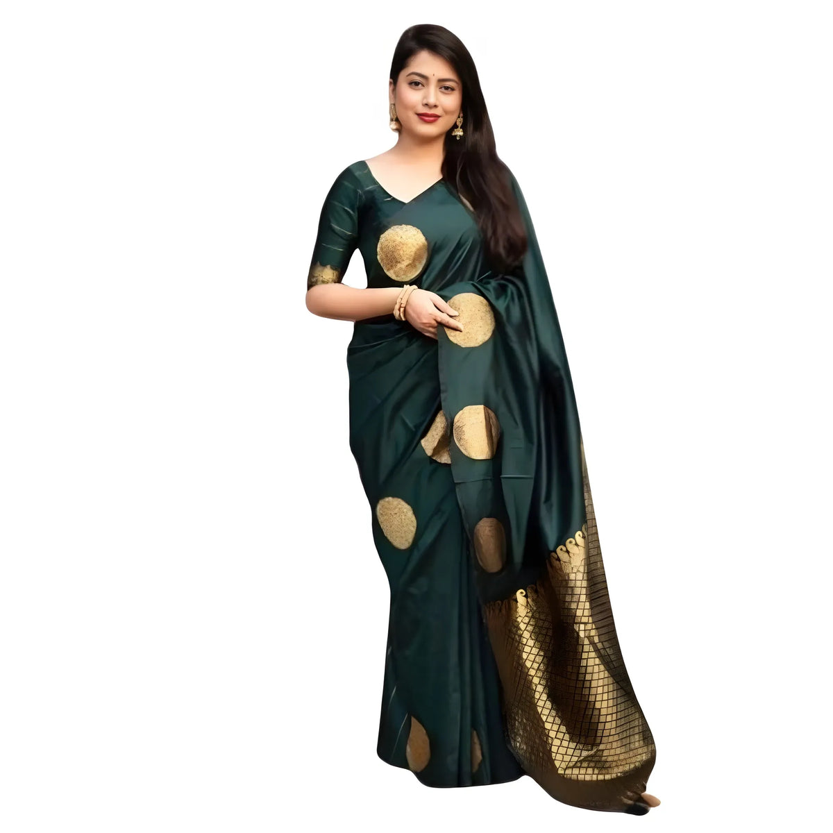 Women's Silk Printed Saree With Unstitched Blouse 5.5mtr (green) | Women Signature Collection