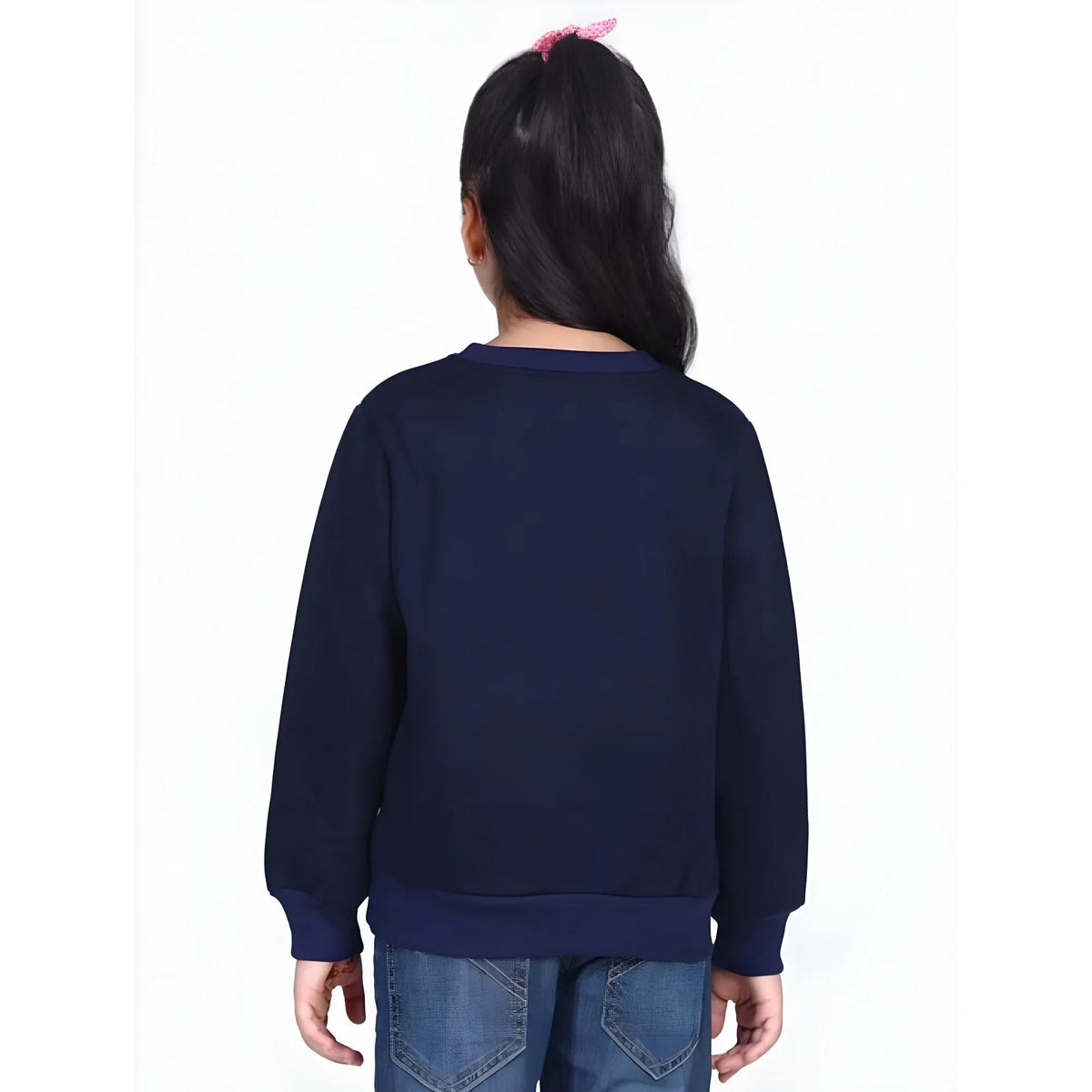 Girl's Fleece Embellished Long Sleeves Sweatshirt (navy Blue) | Kids Signature Collection
